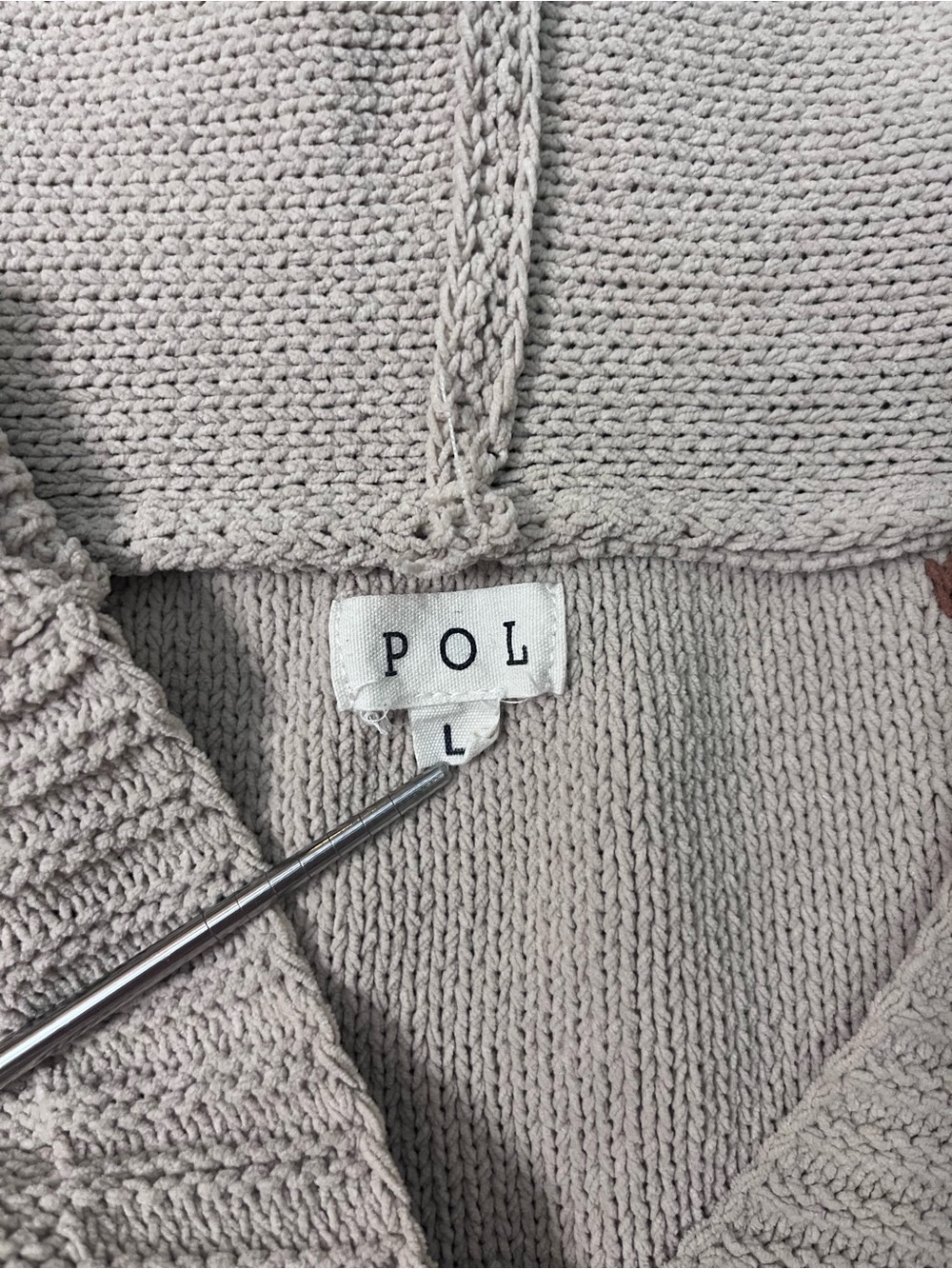 POL Patchwork Colorblock Oversized Hooded Knit Sweater L - Picture 3 of 9